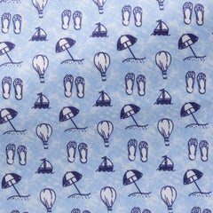 Sky-Blue-Cotton-Poplin-With-Navy-Blue-Beach-Theme---PC07130gr Fabric