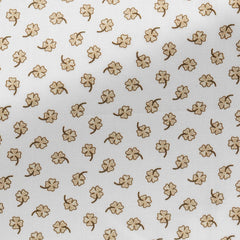 White-Cotton-Poplin-With-Khaki-Four-Leaf-CloversPC07160gr Fabric