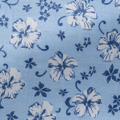 Light-Blue-Linen-With-White-Blue-Hawaiian-FlowersPC07165gr Fabric
