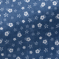 Blue-Linen-With-White-Small-Hawaiian-FlowersPC07165gr Fabric