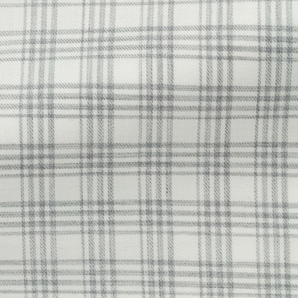Albini White Cotton with Grey Check Fine Twill Flannel