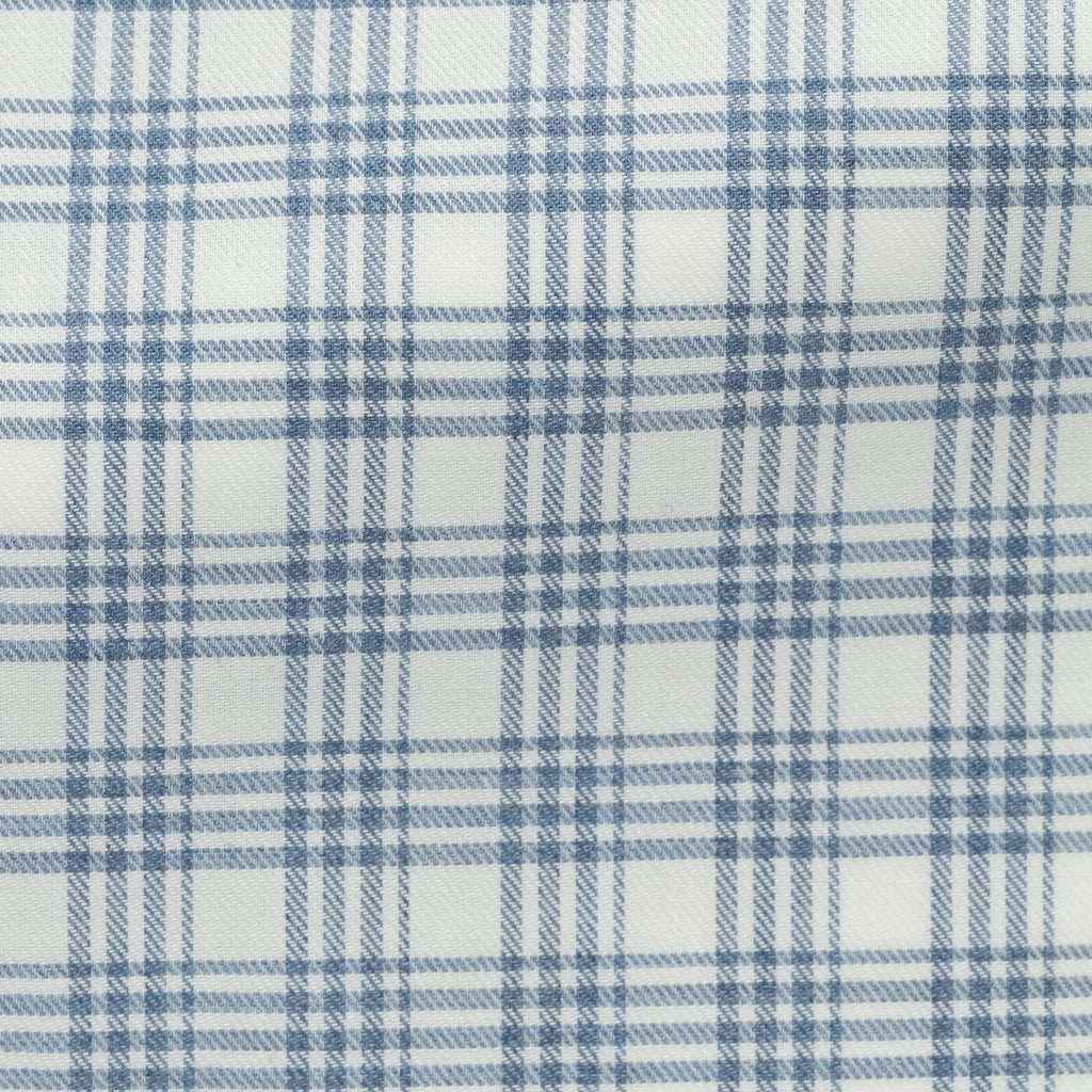 Albini White Cotton with Light Blue Check Fine Twill Flannel