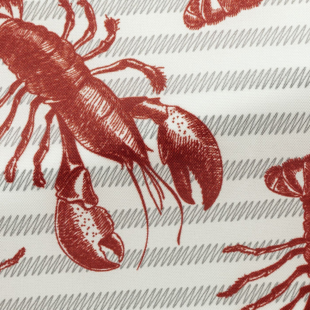 Fancy 389 Red Lobsters on White with Light Grey Stripes