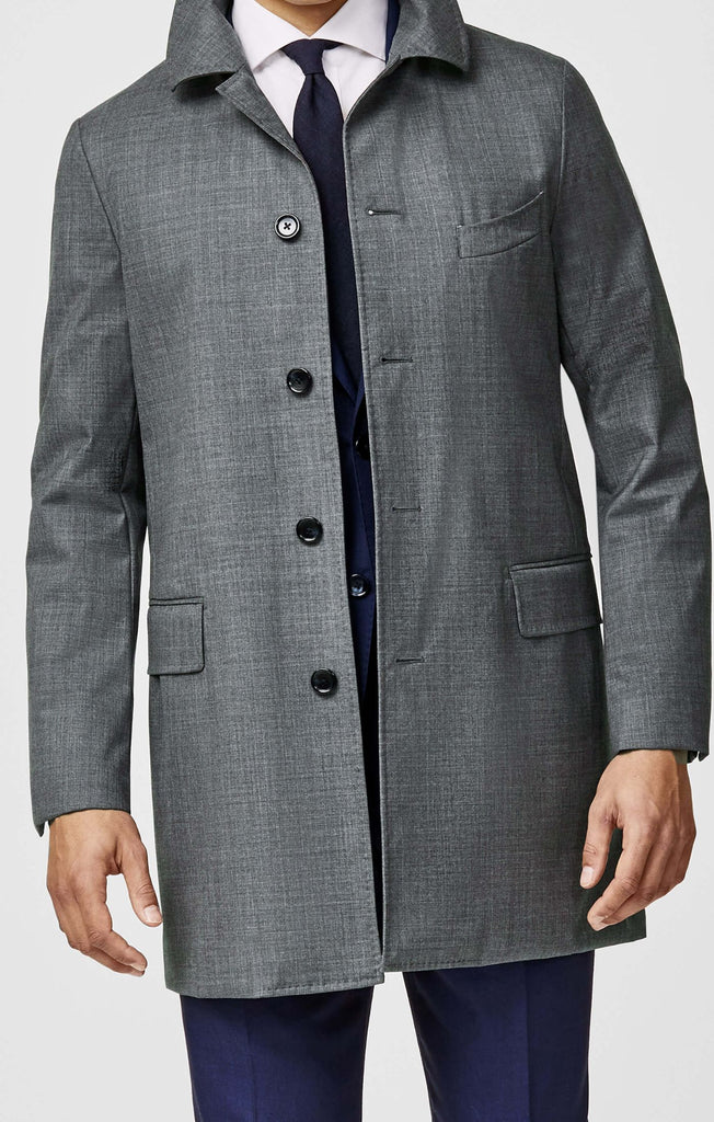 Barberis Canonico Heathered Grey Tech Wool Lightweight Water-Repellent Unconstructed Coat