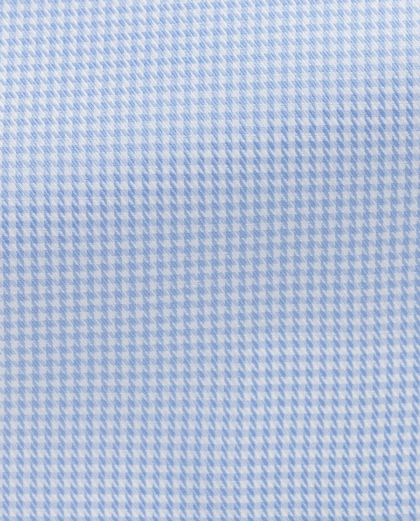 Thomas Mason Two Ply Egyptian Cotton Twill Pied-de-Poule Light Blue