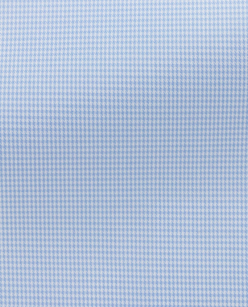 Thomas Mason Small Pied de Poule Light Blue Two Ply Sea Island Cotton Fine Twill