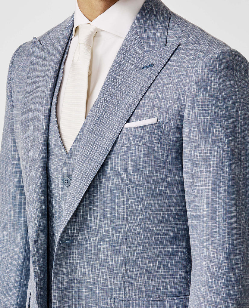 REDA S130 Light Merino Wool Light Blue Micro Fancy Weave