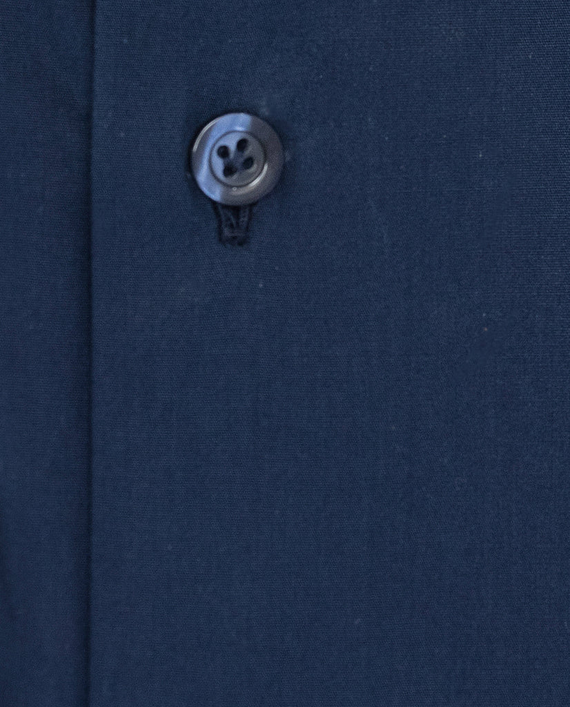 Albini Navy Blue Poplin Cotton 365 Easy Care Cotton