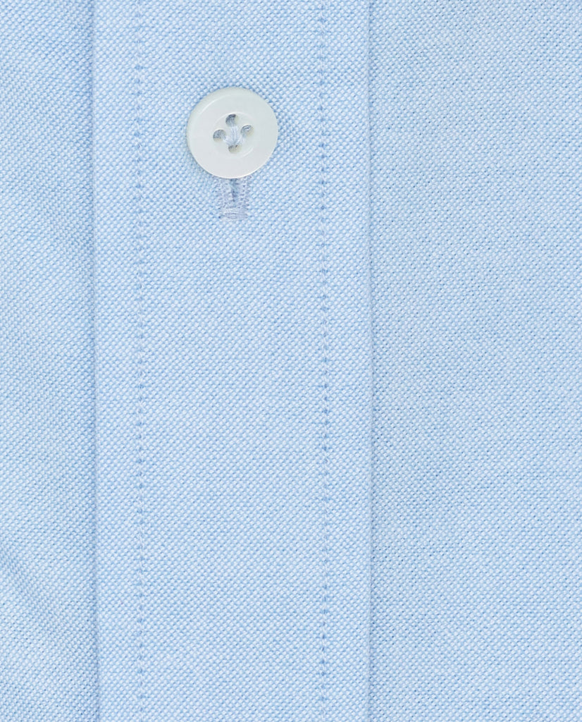 Albini Powder Blue Stretch Cotton Oxford Stretch Shirt / Long Sleeve Polo