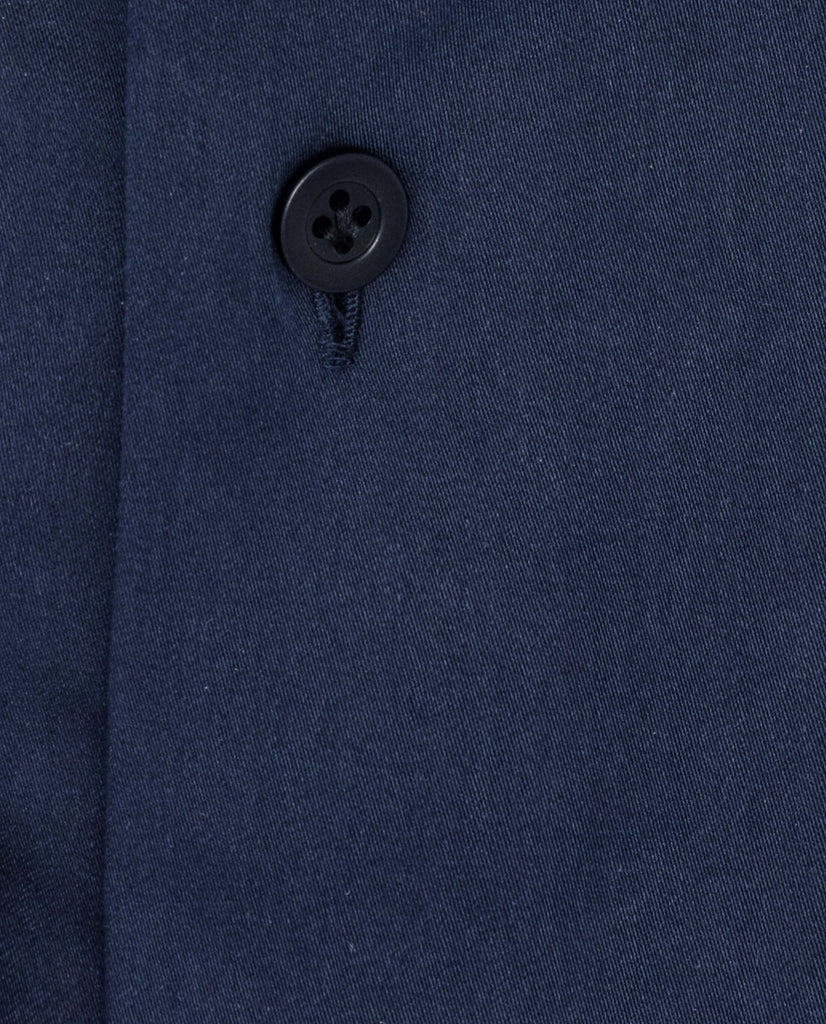 Albini Dark Navy Blue Stretch Satin 365 Easy Care Cotton