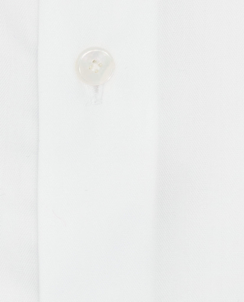 Albini White Twill Herringbone 365 Easy Care Fine Cotton