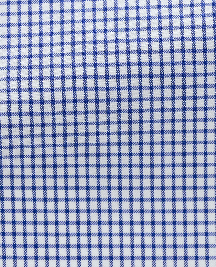 Thomas Mason Twill Medium Check Dark Blue Two Ply Cotton