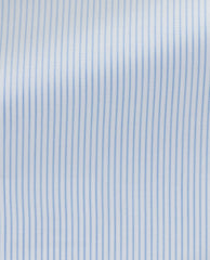 Albini White with Light Blue Stripes Twill 365 Easy Care Fine Cotton